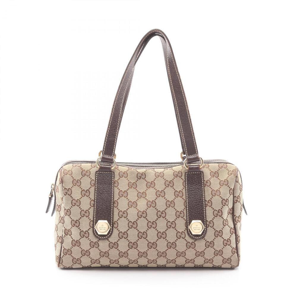 Gucci Joy GG Canvas Leather Satchel Tan Brown